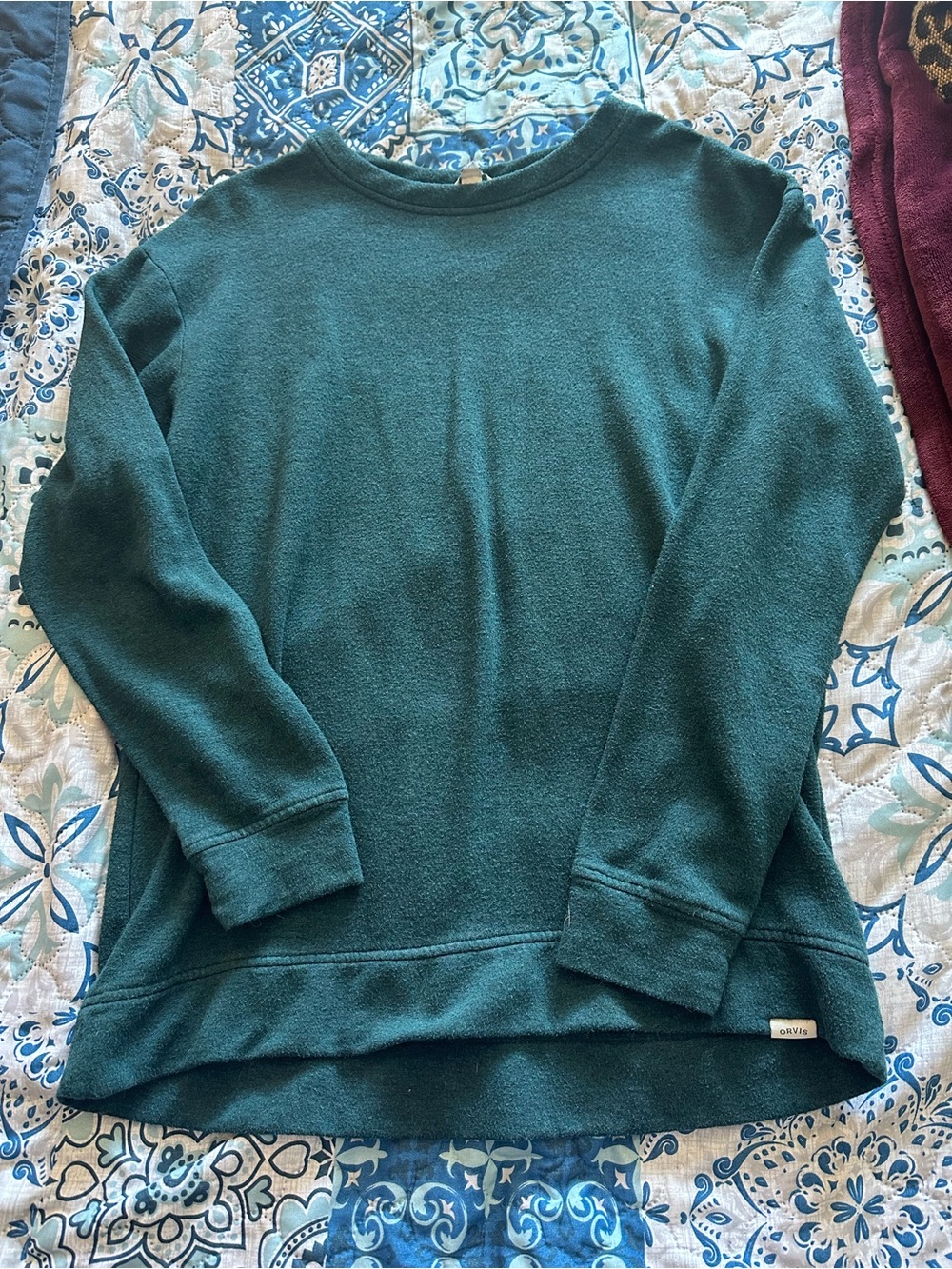 Orvis Deep Teal Wool Blend Pullover